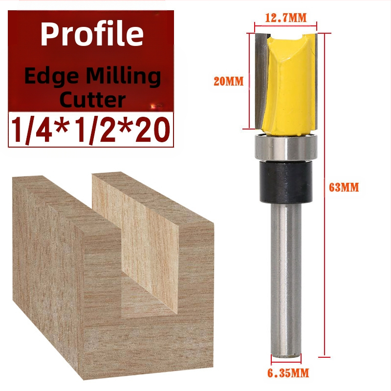 Глава за дървообработващо довършително фрезоване с лагер, цанга 6.35 мм, прав/копиращ фрезер за фрезови машини