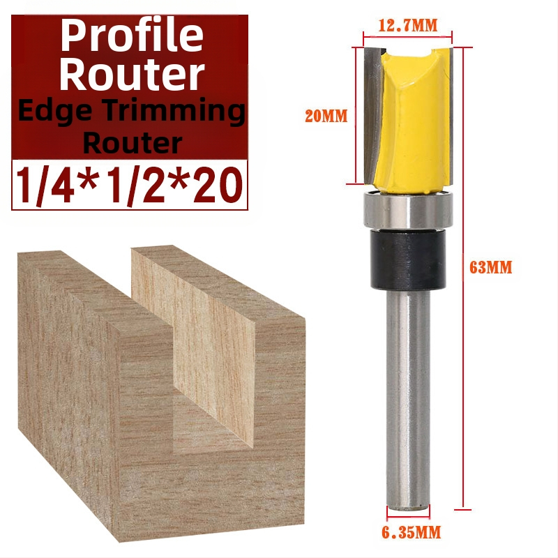 Κεφαλή κοπής ξύλου με ρουλεμάν, άξονας 6.35 mm, ευθεία/αντιγραφική φρέζα για φρεζαριστικές μηχανές