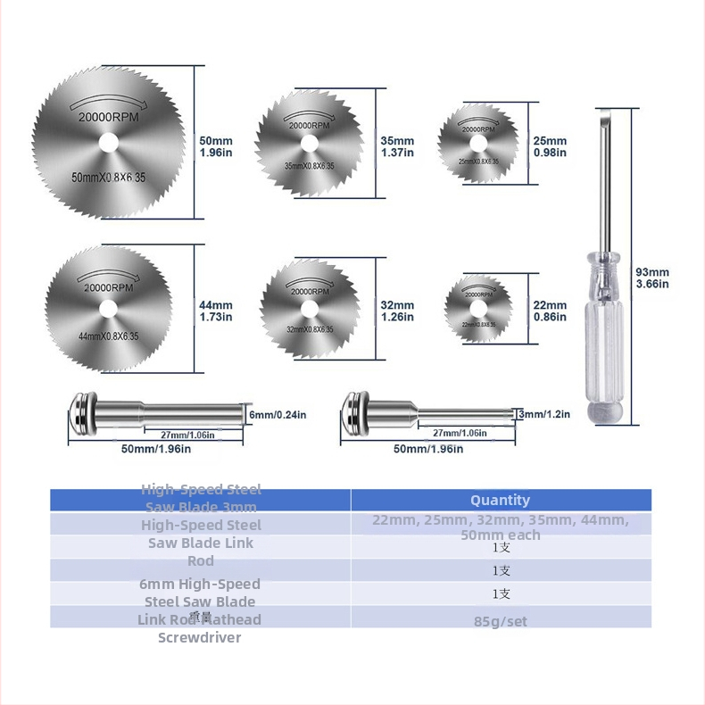 WELIBA Комплект дискове за рязане — диамантени и смолени дискове със стомана с висока скорост за дърво, метал и нефрит; максимална скорост на рязане 20000