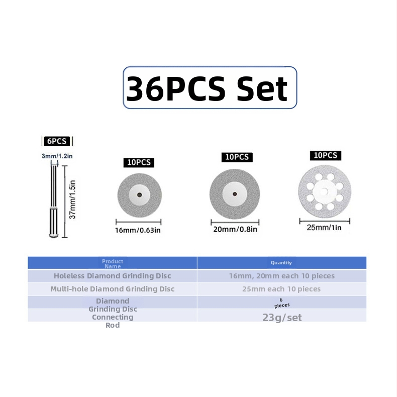 WELIBA Комплект дискове за рязане — диамантени и смолени дискове със стомана с висока скорост за дърво, метал и нефрит; максимална скорост на рязане 20000