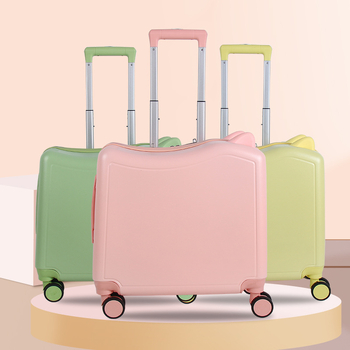 Παιδικός σάκος αποσκευών με σχέδιο γάτας και αυτιά, άνοιγμα με φερμουάρ, ρόδες πανευρωπαϊκές, κλειδαριά με κωδικό, βάρος 2,8 kg