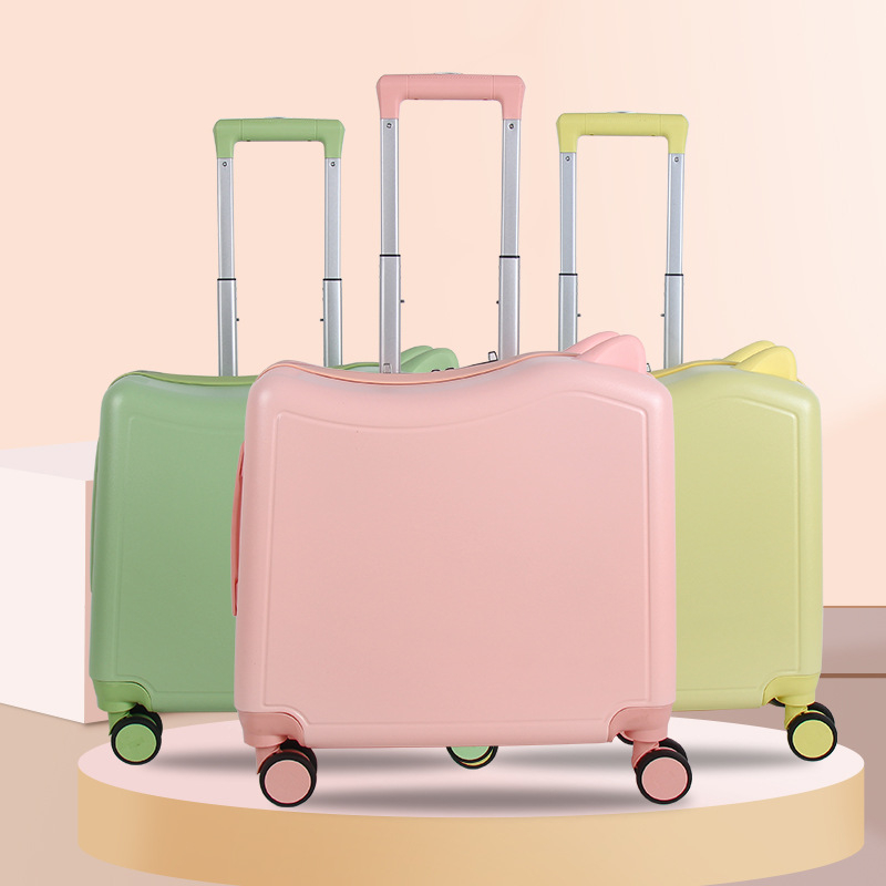 Детски куфар за пътуване с котешки уши, цип за отваряне, универсални колела, заключване с парола, тегло 2,8 кг