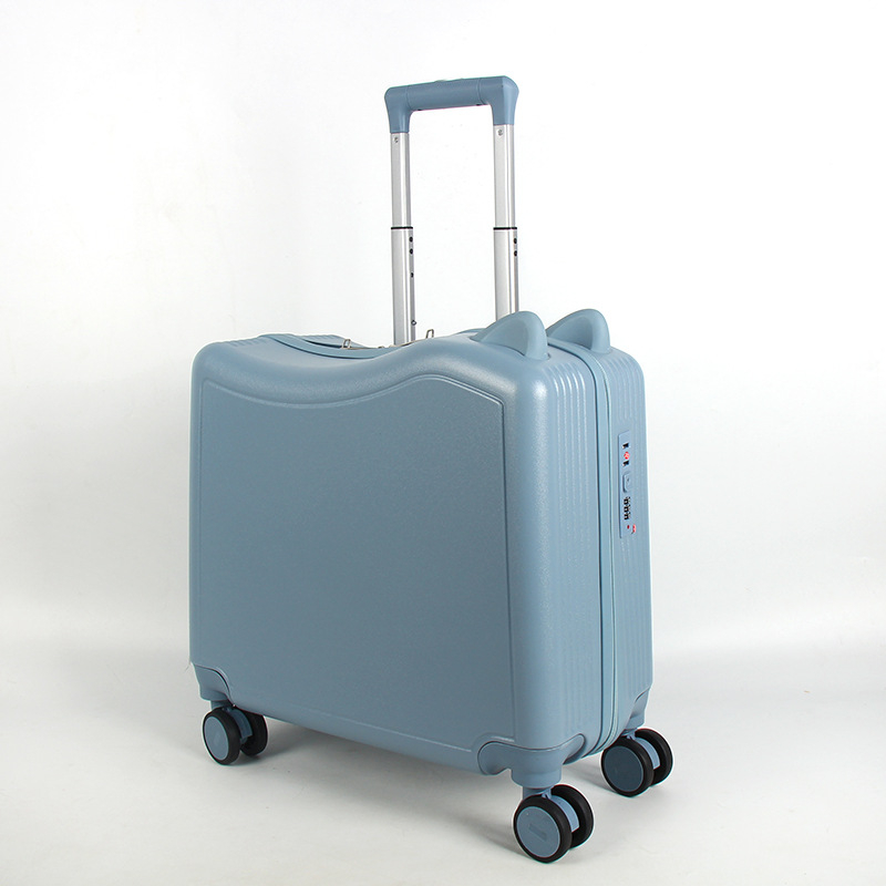 Детски куфар за пътуване с котешки уши, цип за отваряне, универсални колела, заключване с парола, тегло 2,8 кг