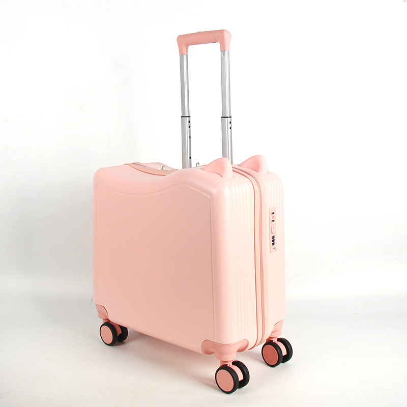 Детски куфар за пътуване с котешки уши, цип за отваряне, универсални колела, заключване с парола, тегло 2,8 кг