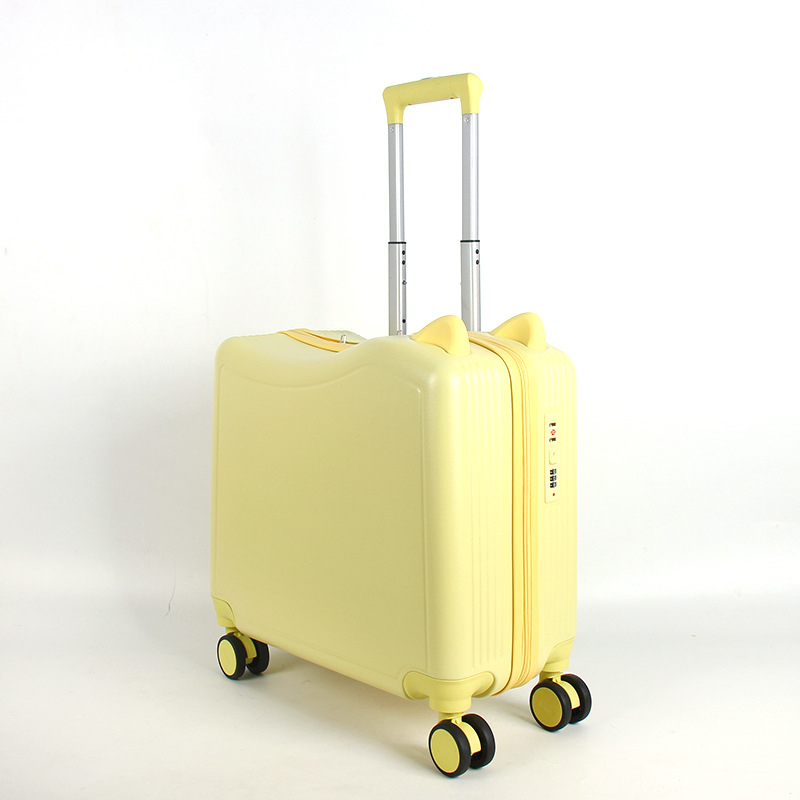 Детски куфар за пътуване с котешки уши, цип за отваряне, универсални колела, заключване с парола, тегло 2,8 кг