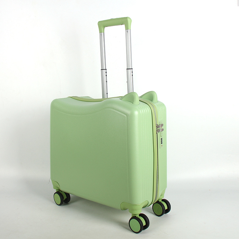 Детски куфар за пътуване с котешки уши, цип за отваряне, универсални колела, заключване с парола, тегло 2,8 кг