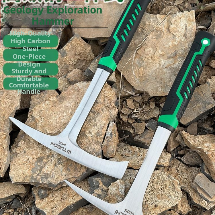 Geologijos tyrimų plaktukas – daugiafunkcis, ašia plokščia galva, tinkamas alpinizmui ir kasybai