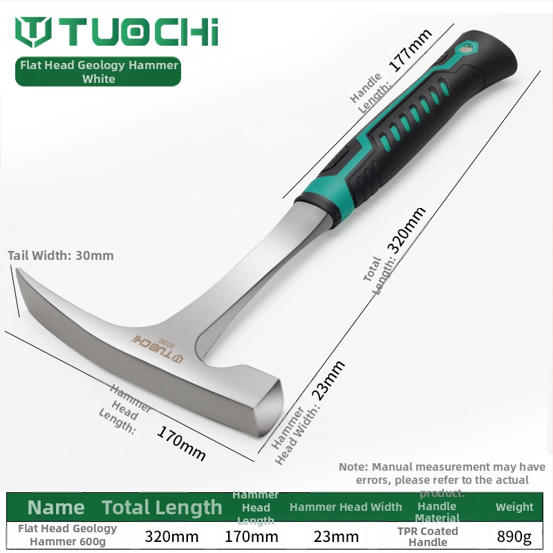 Geologijos tyrimų plaktukas – daugiafunkcis, ašia plokščia galva, tinkamas alpinizmui ir kasybai