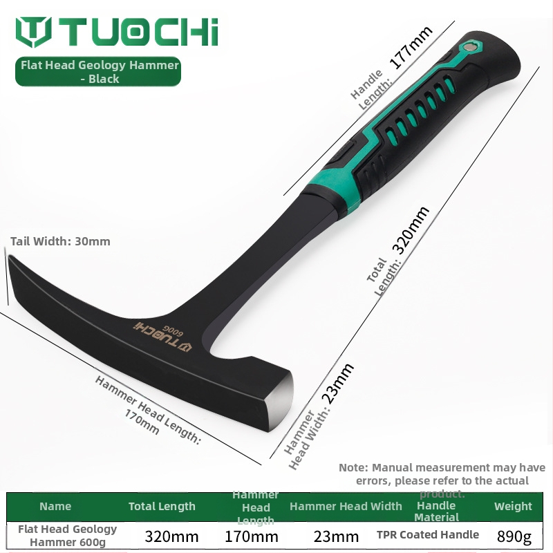 Geologijos tyrimų plaktukas – daugiafunkcis, ašia plokščia galva, tinkamas alpinizmui ir kasybai