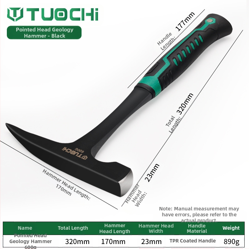 Geologijos tyrimų plaktukas – daugiafunkcis, ašia plokščia galva, tinkamas alpinizmui ir kasybai