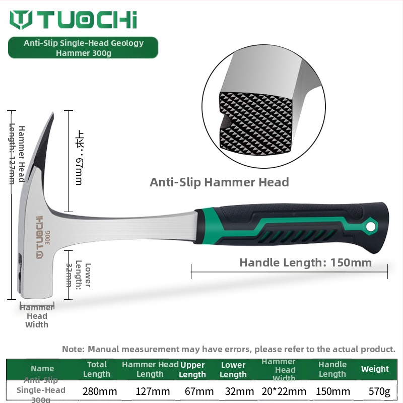 Geologijos tyrimų plaktukas – daugiafunkcis, ašia plokščia galva, tinkamas alpinizmui ir kasybai