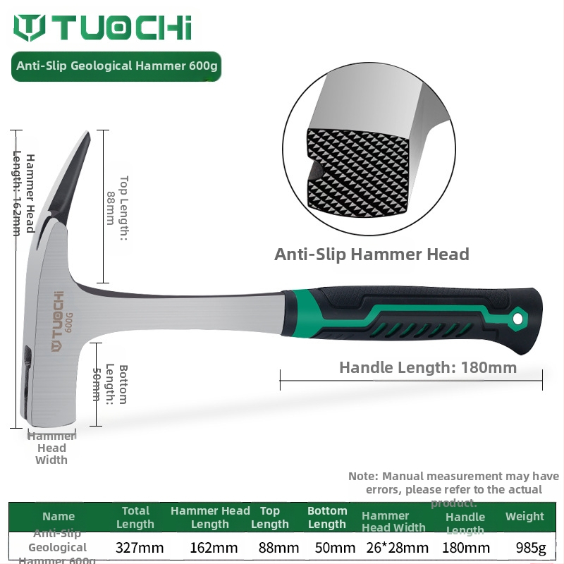 Geologijos tyrimų plaktukas – daugiafunkcis, ašia plokščia galva, tinkamas alpinizmui ir kasybai