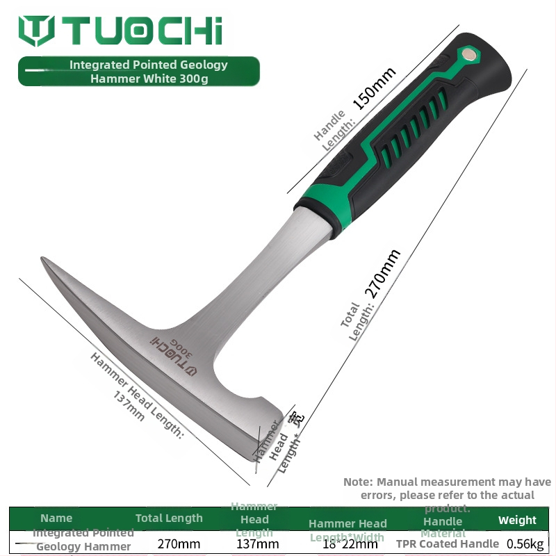 Geologijos tyrimų plaktukas – daugiafunkcis, ašia plokščia galva, tinkamas alpinizmui ir kasybai