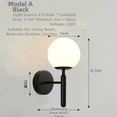 LED φωτιστικό τοίχου με γυάλινο σκιάδιο, αλουμινένιο σώμα, τάση ≤36V