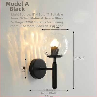 LED φωτιστικό τοίχου με γυάλινο σκιάδιο, αλουμινένιο σώμα, τάση ≤36V