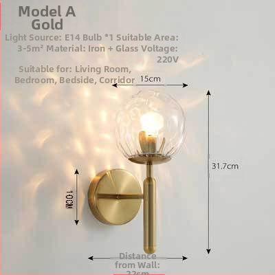 LED φωτιστικό τοίχου με γυάλινο σκιάδιο, αλουμινένιο σώμα, τάση ≤36V