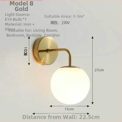 LED φωτιστικό τοίχου με γυάλινο σκιάδιο, αλουμινένιο σώμα, τάση ≤36V