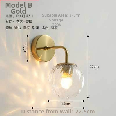 LED φωτιστικό τοίχου με γυάλινο σκιάδιο, αλουμινένιο σώμα, τάση ≤36V