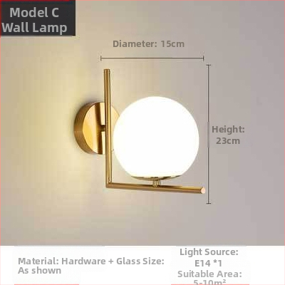 LED φωτιστικό τοίχου με γυάλινο σκιάδιο, αλουμινένιο σώμα, τάση ≤36V