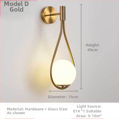 LED φωτιστικό τοίχου με γυάλινο σκιάδιο, αλουμινένιο σώμα, τάση ≤36V