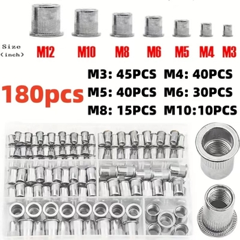 Σετ ριβέ νουτ, γαλβανισμένα, με επίπεδη κεφαλή, σε κουτί, 150/160/165/230 τεμάχια, GB6172.2-86, Τάξη Α