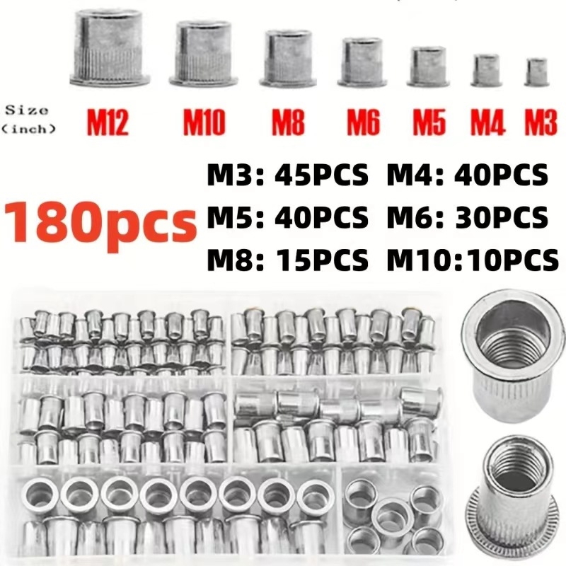 Σετ ριβέ νουτ, γαλβανισμένα, με επίπεδη κεφαλή, σε κουτί, 150/160/165/230 τεμάχια, GB6172.2-86, Τάξη Α