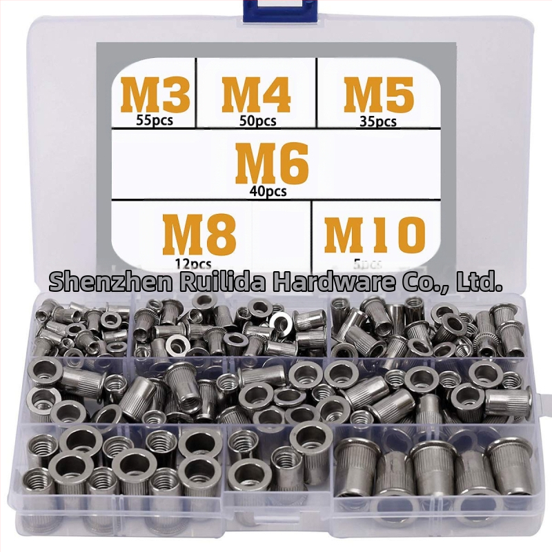 Σετ ριβέ νουτ, γαλβανισμένα, με επίπεδη κεφαλή, σε κουτί, 150/160/165/230 τεμάχια, GB6172.2-86, Τάξη Α