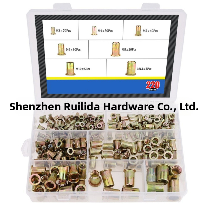 Σετ ριβέ νουτ, γαλβανισμένα, με επίπεδη κεφαλή, σε κουτί, 150/160/165/230 τεμάχια, GB6172.2-86, Τάξη Α