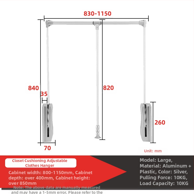 Κρεμάστρες ρούχων με αμορτισέρ για γκαρνταρόμπα, ντουλάπι και υψηλό ντουλάπι — Αλουμίνιο KM-306, Σύγχρονο μινιμαλιστικό στυλ, Προέλευση Φοσάν