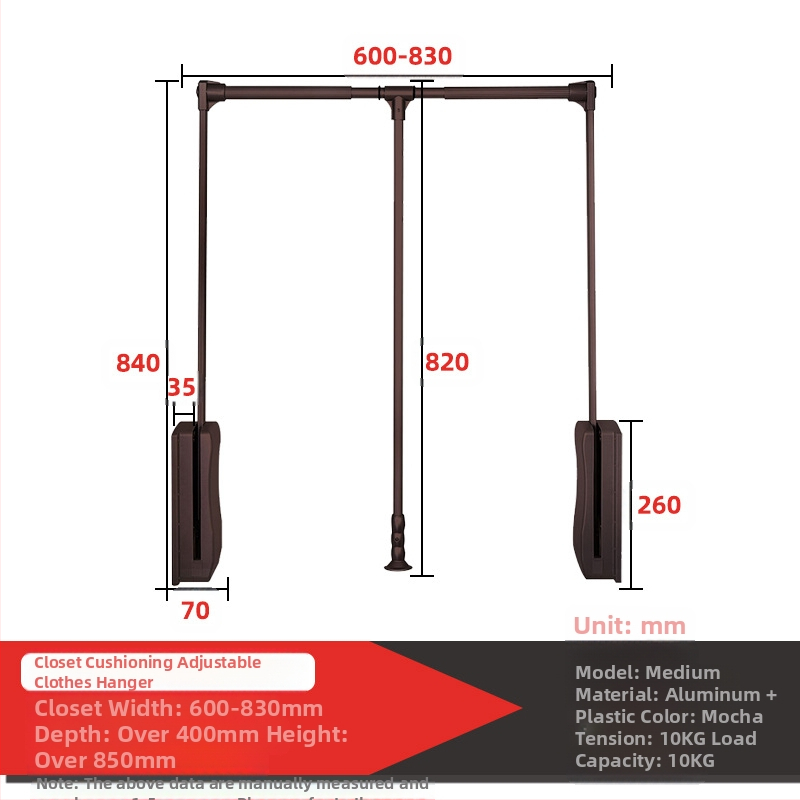 Κρεμάστρες ρούχων με αμορτισέρ για γκαρνταρόμπα, ντουλάπι και υψηλό ντουλάπι — Αλουμίνιο KM-306, Σύγχρονο μινιμαλιστικό στυλ, Προέλευση Φοσάν