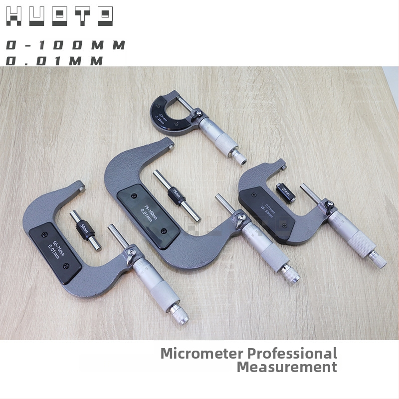 HUOTO Μικρομέτρο νημάτων, εμβέλεια 0-100 mm, μέτρηση εξωτερικού διαμέτρου, μέτρηση μεσαίου διαμέτρου νημάτων, αξεσουάρ μέτρησης πάχους