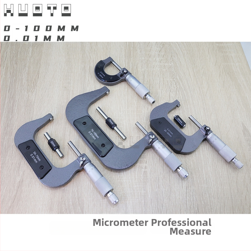 HUOTO Μικρομέτρο νημάτων, εμβέλεια 0-100 mm, μέτρηση εξωτερικού διαμέτρου, μέτρηση μεσαίου διαμέτρου νημάτων, αξεσουάρ μέτρησης πάχους