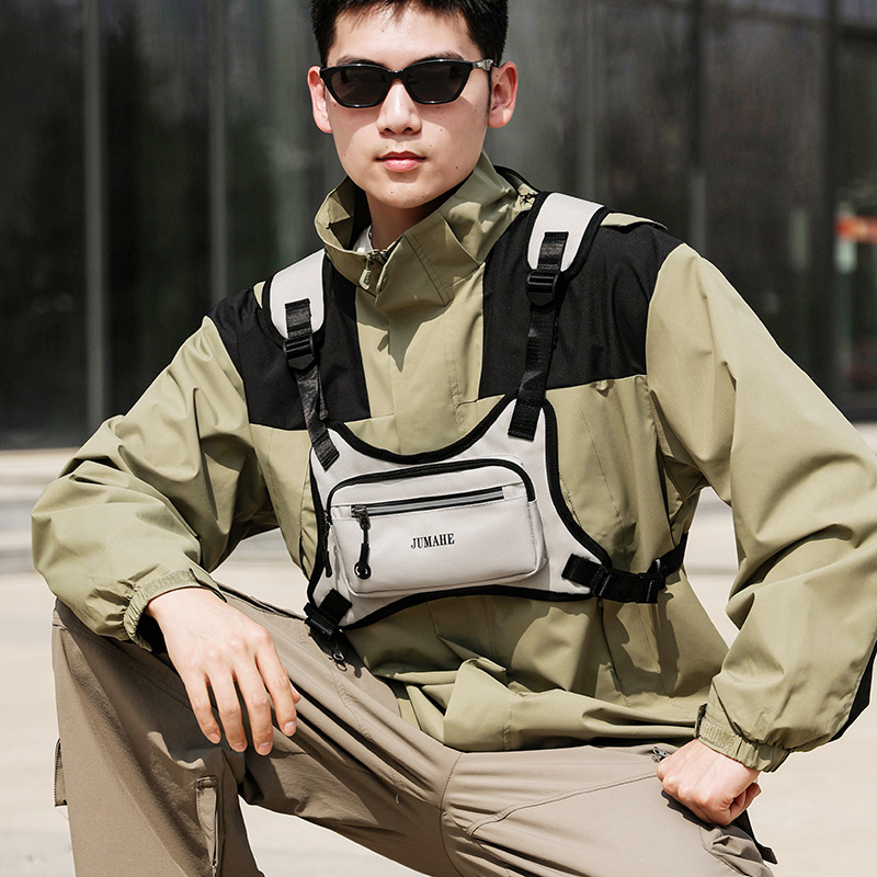 Ανδρική τσάντα θώρακα - Πολυεστέρας, Αδιάβροχη & Ultra-light, Σχέδιο με γράμματα, Άνοιξη 2024