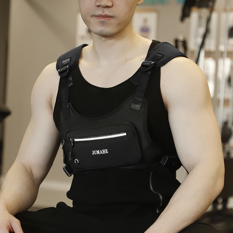 Ανδρική τσάντα θώρακα - Πολυεστέρας, Αδιάβροχη & Ultra-light, Σχέδιο με γράμματα, Άνοιξη 2024