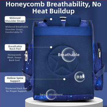 Unisex skolas mugursoma ar kosmosa motīvu primārajai skolai, neilona materiāls, modelis 8204, elpojoša, ūdensnecaurlaidīga, pret zādzību