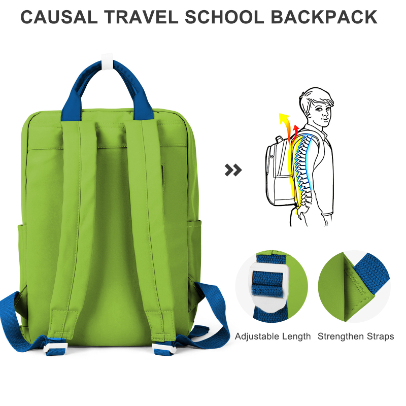 Unisex skolas mugursoma - neilons, izturīga, izliektas plecu siksnas, poliestera odere