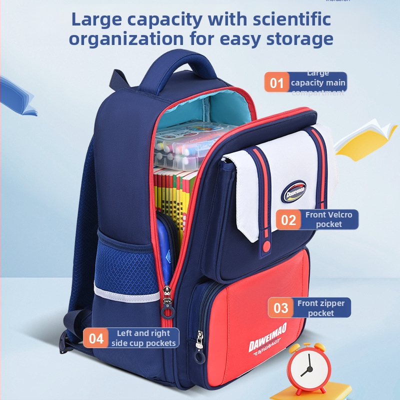 Ученическа раница за начално училище, лека и водоустойчива, модел 6918, с извити презрамки, дишаща облицовка