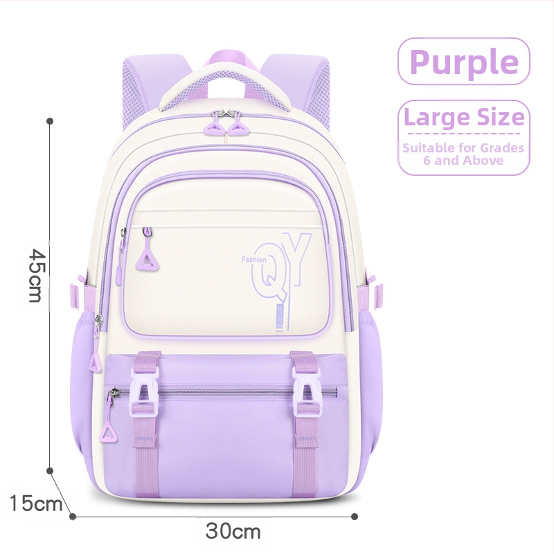 PU skolas mugursoma meitenēm ar elpojošu, ūdensizturīgu un antibakteriālu audumu, muguras aizsardzību, iekšējā odere no kanvas ar svītru rakstu