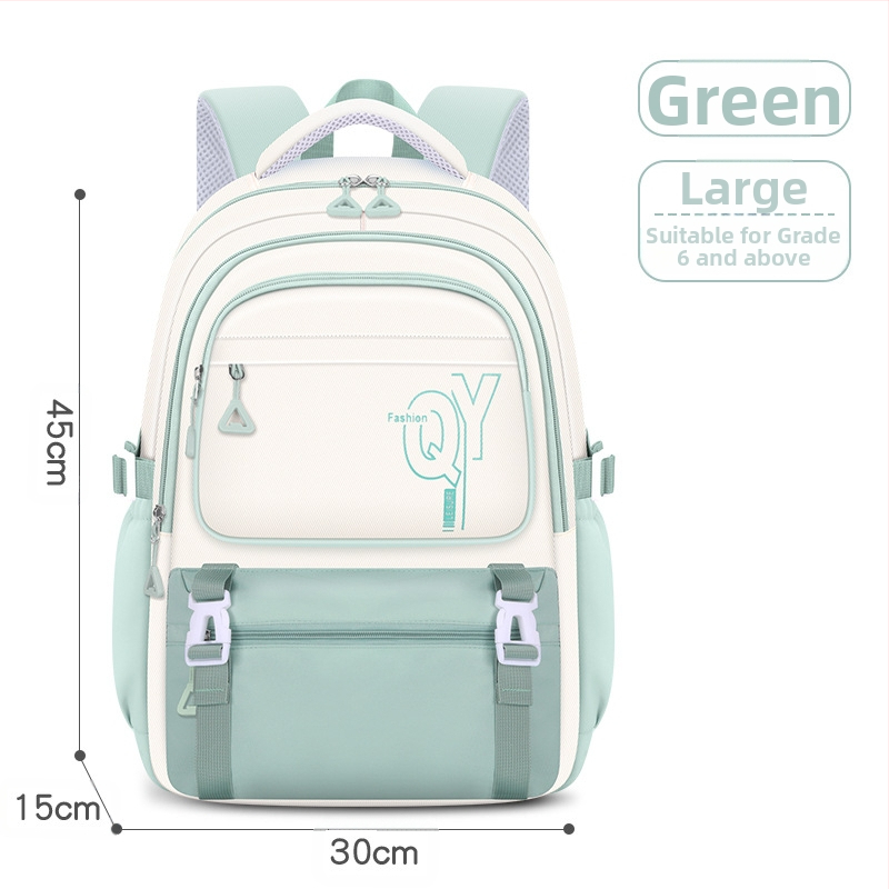 PU skolas mugursoma meitenēm ar elpojošu, ūdensizturīgu un antibakteriālu audumu, muguras aizsardzību, iekšējā odere no kanvas ar svītru rakstu