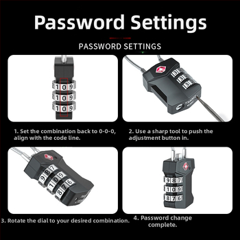 Κλειδαριά TSA για αποσκευές από κράμα ψευδάργύρου, μοντέλο TSA lock, πάχος ράβδου κλειδώματος 3, απόσταση μεταξύ ράβδων 39×24, κατάλληλη για τσάντες και ταξίδια