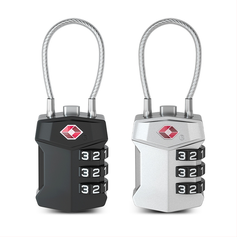 TSA zámok na batožinu zo zinkovej zliatiny, model TSA lock, hrúbka zámkovej tyče 3, rozstup tyčí 39×24, vhodné pre tašky a cestovanie