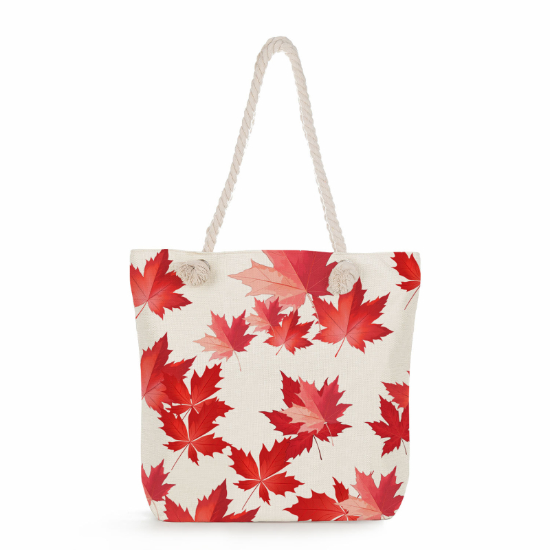 Női mintás tote táska len anyagból — Teknőslap levél mintája, poliészter bélés, vízszintes négyzet alakú forma, cipzáras zárás