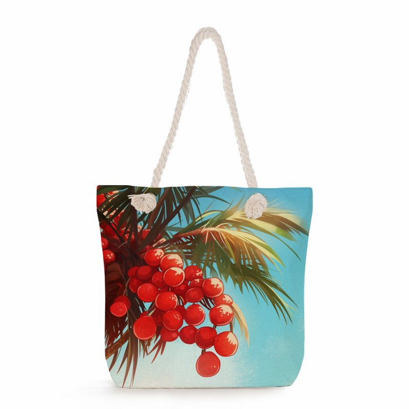 Női mintás tote táska len anyagból — Teknőslap levél mintája, poliészter bélés, vízszintes négyzet alakú forma, cipzáras zárás