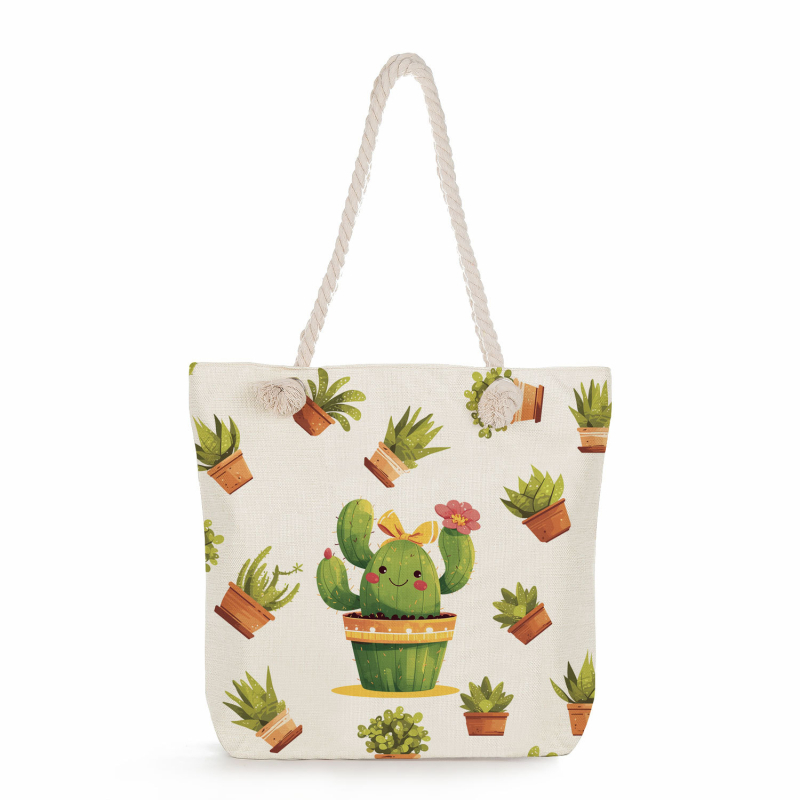 Női mintás tote táska len anyagból — Teknőslap levél mintája, poliészter bélés, vízszintes négyzet alakú forma, cipzáras zárás