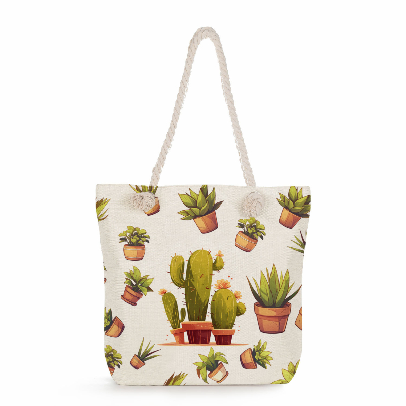 Női mintás tote táska len anyagból — Teknőslap levél mintája, poliészter bélés, vízszintes négyzet alakú forma, cipzáras zárás