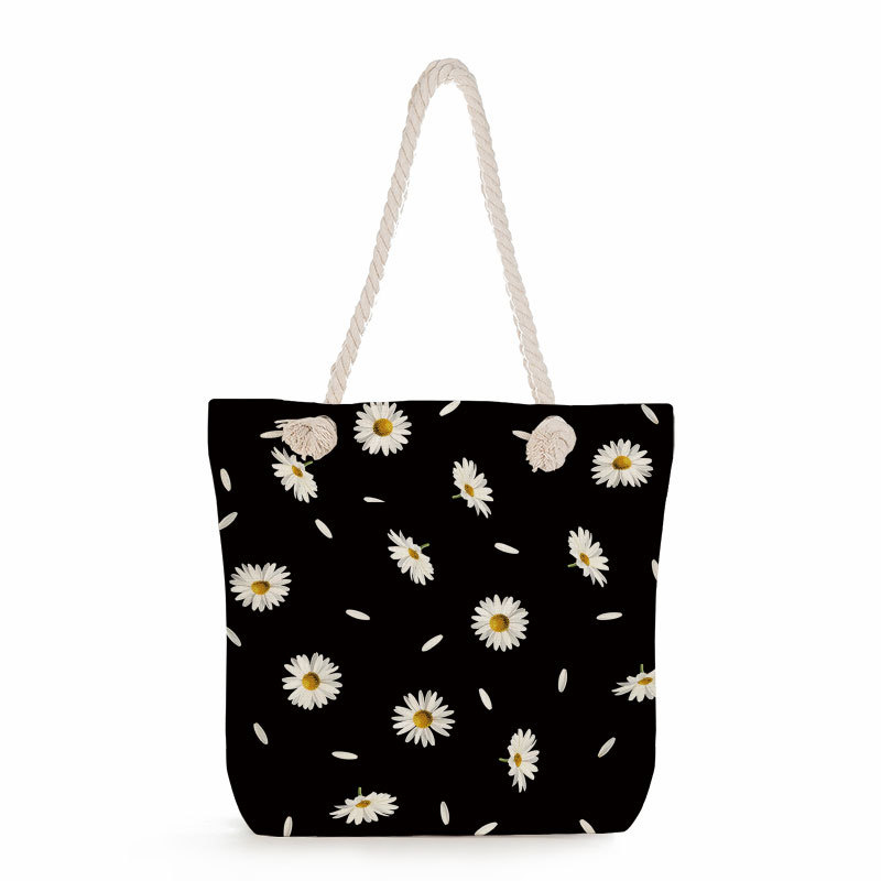 Női mintás tote táska len anyagból — Teknőslap levél mintája, poliészter bélés, vízszintes négyzet alakú forma, cipzáras zárás