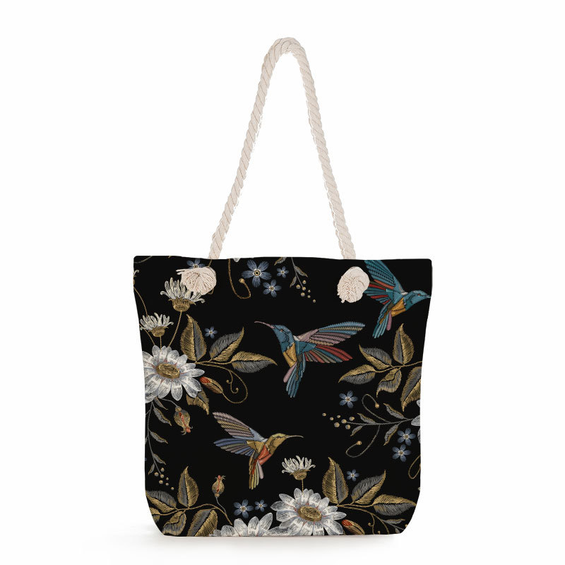 Női mintás tote táska len anyagból — Teknőslap levél mintája, poliészter bélés, vízszintes négyzet alakú forma, cipzáras zárás