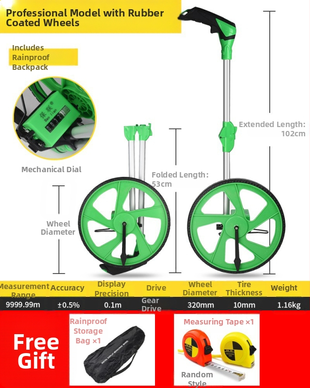 Τροχός μέτρησης απόστασης — χειροκίνητος, τύπος κύλινδρου, μηχανική ψηφιακή οθόνη, εξωτερικό εργαλείο μηχανικών μετρήσεων