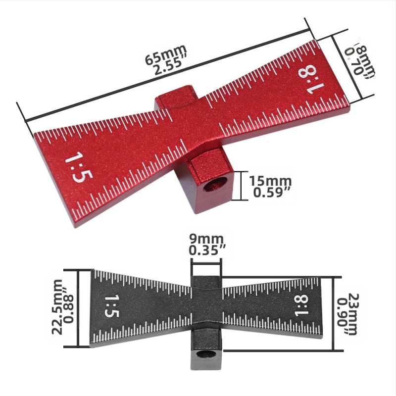Dovetail шаблон за маркиране | алуминиева сплав | 1:5 и 1:8 мащаби | дървен шарнирен измервател с водач