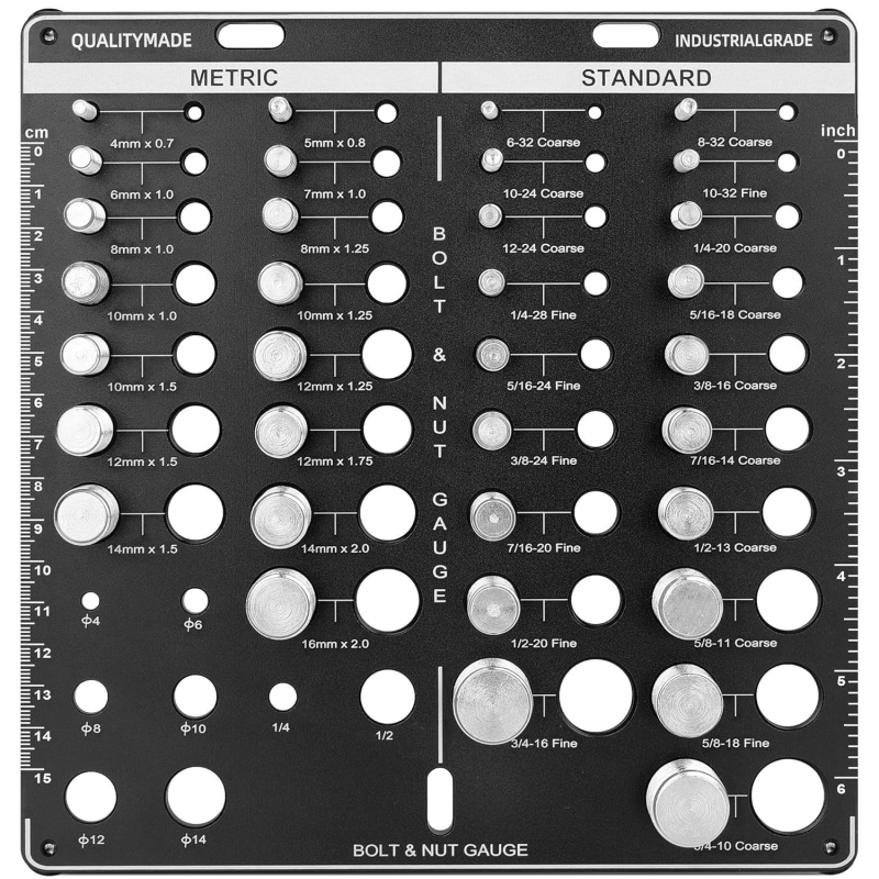 Ο τομέας με τεχνικές προδιαγραφές φαίνεται κενός. Μπορώ να δημιουργήσω τίτλους χρησιμοποιώντας τους βασικούς όρους από την αγγλική μετάφραση: «thread checker/μετρητής ινών» για βίδες, παξιμάδια και βίδες. Για ακριβείς 3–5 παραμέτρους χρειάζονται συγκεκριμέ